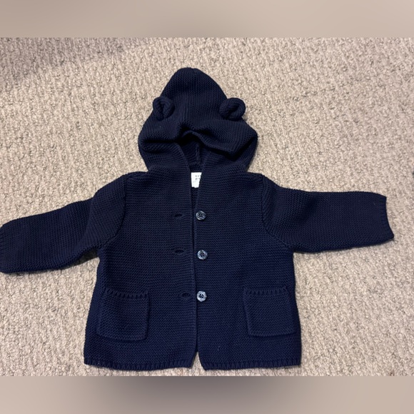 GAP Dark Blue Kids Knit Jacket with Hood - Picture 2 of 3